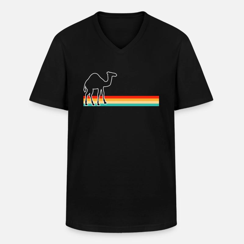 Dromedar Retro - Männer-T-Shirt mit V-Ausschnitt - Schwarz