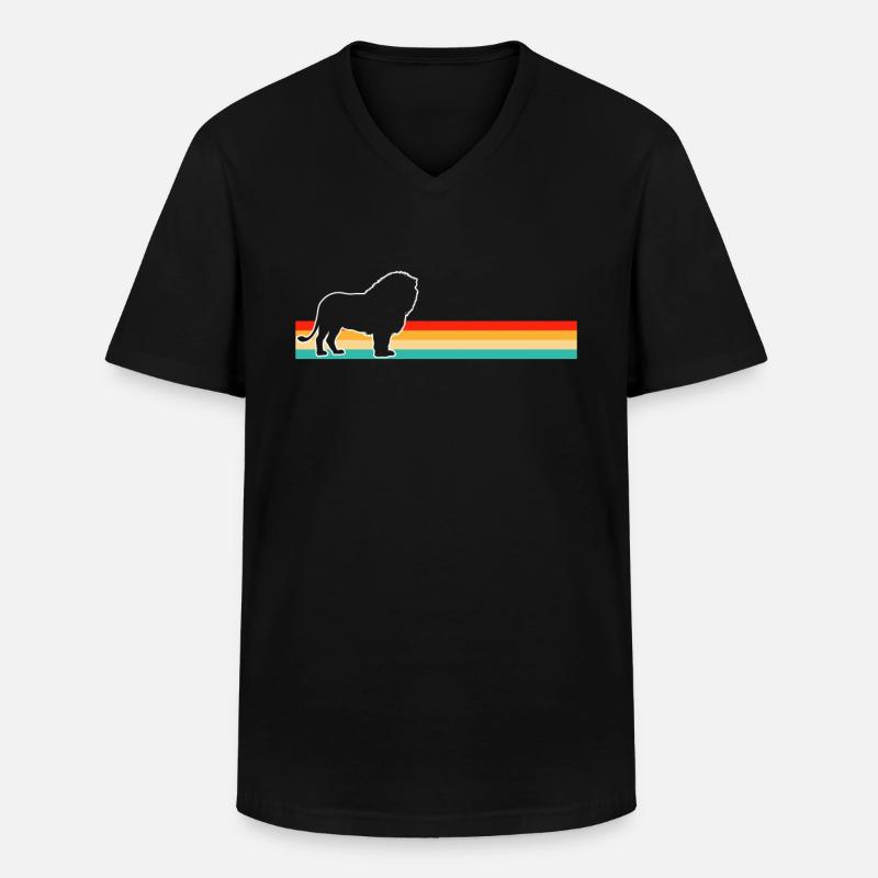 Löwe Retro - Männer-T-Shirt mit V-Ausschnitt - Schwarz