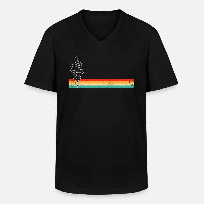Schlange Retro - Männer-T-Shirt mit V-Ausschnitt - Schwarz