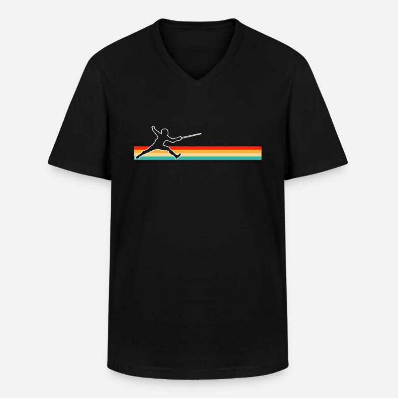 Fechten Retro - Männer-T-Shirt mit V-Ausschnitt - Schwarz
