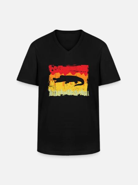 Krokodil Retro - Männer-T-Shirt mit V-Ausschnitt - Schwarz