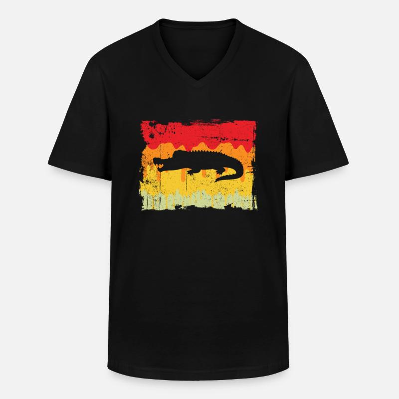 Krokodil Retro - Männer-T-Shirt mit V-Ausschnitt - Schwarz