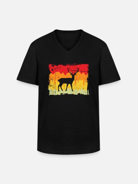 Deer Retro - Men's V-Neck T-Shirt - black