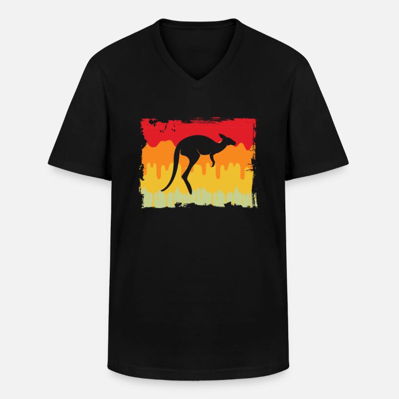 Känguru Retro - Männer-T-Shirt mit V-Ausschnitt - Schwarz