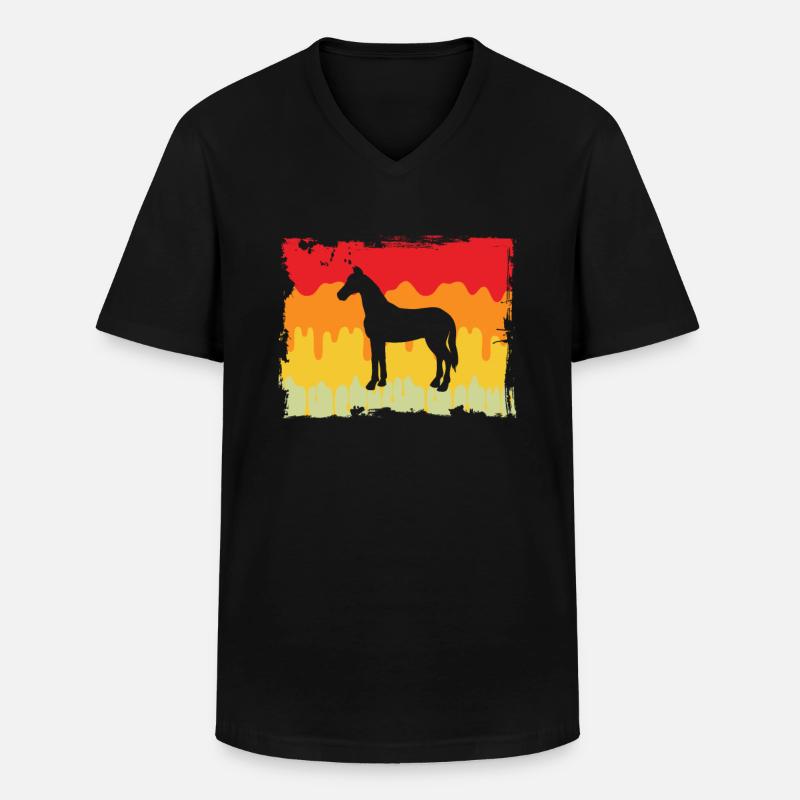 Pferd Retro - Männer-T-Shirt mit V-Ausschnitt - Schwarz
