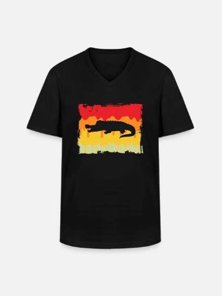 Krokodil Retro - Männer-T-Shirt mit V-Ausschnitt - Schwarz