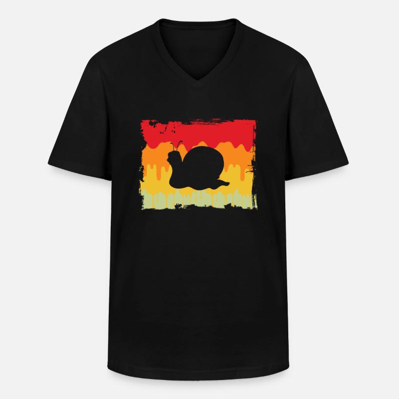 Schnecke Retro - Männer-T-Shirt mit V-Ausschnitt - Schwarz