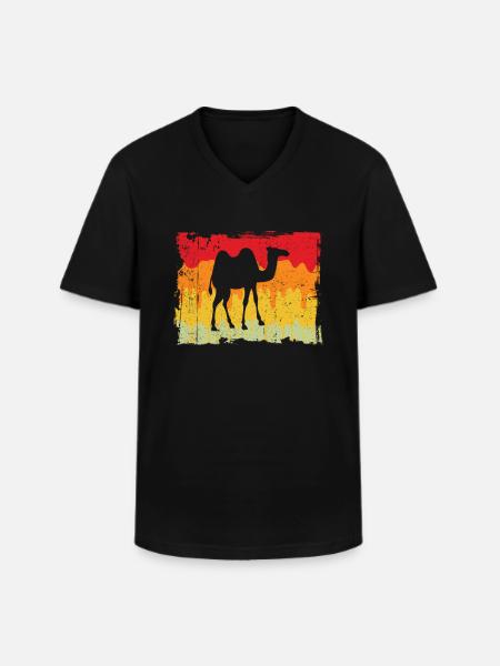 Camel Rétro - T-shirt col V Homme - noir