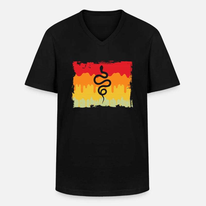 Schlange Retro - Männer-T-Shirt mit V-Ausschnitt - Schwarz
