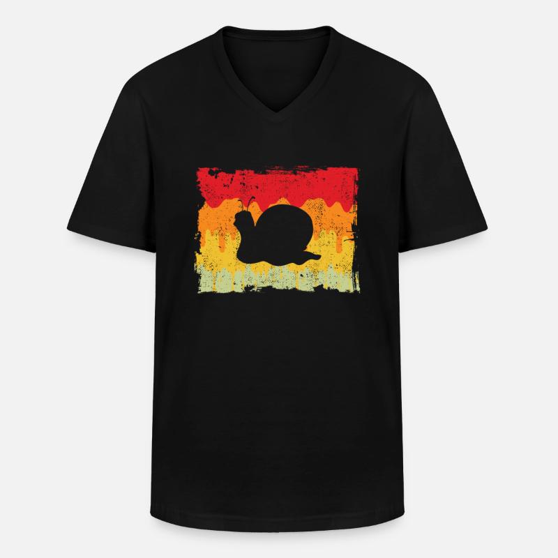 Schnecke Retro - Männer-T-Shirt mit V-Ausschnitt - Schwarz