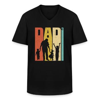 Papa 3 Kinder stolzer Vater 3 Kinder dreifacher Vater - Männer-T-Shirt mit V-Ausschnitt - Schwarz - Vorne - AI Model Male 178 dark (178cm)