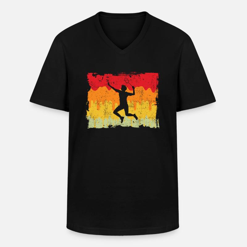 Badminton Retro - Männer-T-Shirt mit V-Ausschnitt - Schwarz