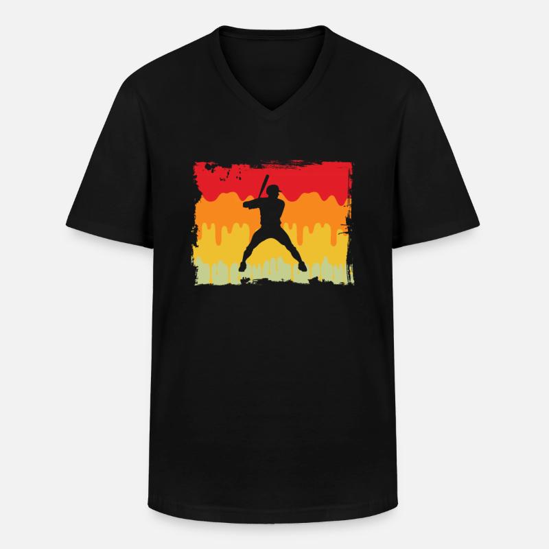 Baseball Retro - Männer-T-Shirt mit V-Ausschnitt - Schwarz