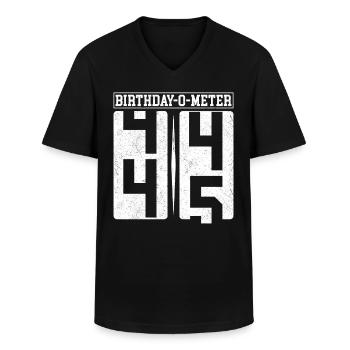 Birthday-O-Meter 45 Joyeux 45e anniversaire Célébrant - T-shirt col V Homme - noir - Devant - AI Model Male 178 dark (178cm)