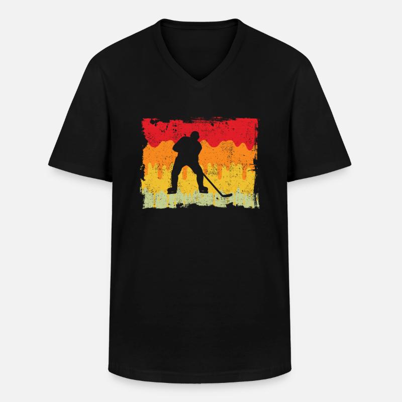 Eishockey Retro - Männer-T-Shirt mit V-Ausschnitt - Schwarz