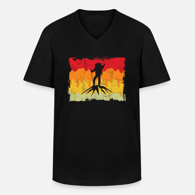 Bergsteigen Retro - Männer-T-Shirt mit V-Ausschnitt - Schwarz