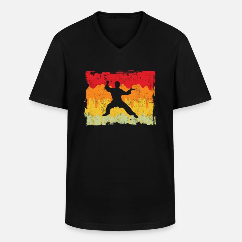 Karate Kampfsport Retro - Männer-T-Shirt mit V-Ausschnitt - Schwarz