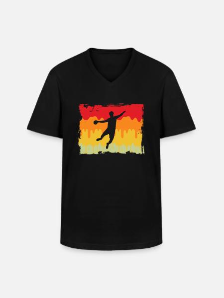 Handball Retro - Men's V-Neck T-Shirt - black