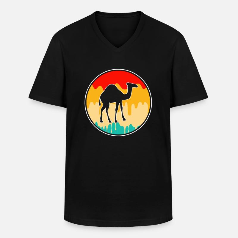 Dromedar Retro - Männer-T-Shirt mit V-Ausschnitt - Schwarz