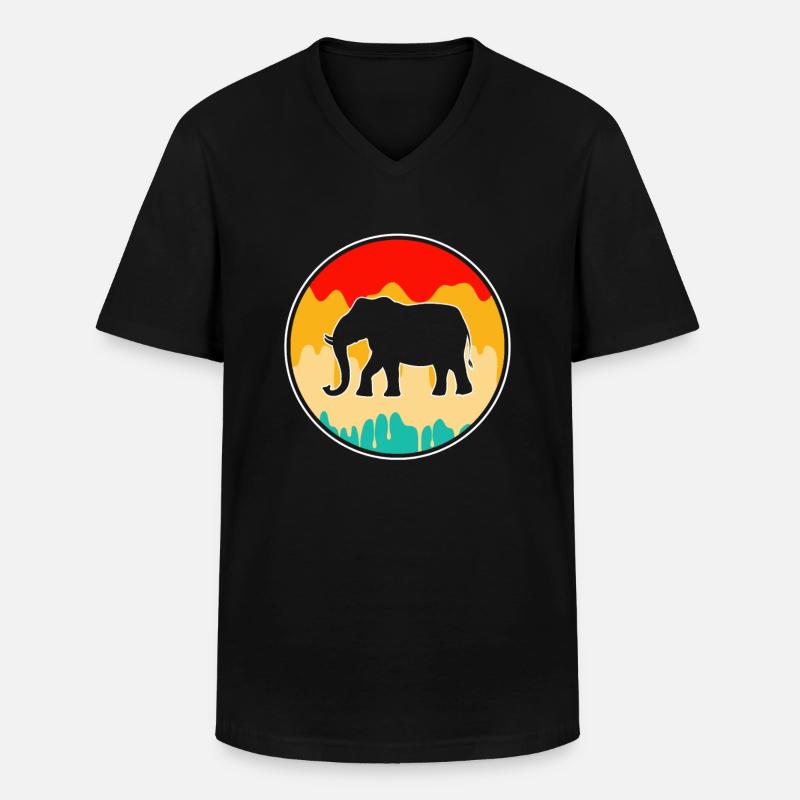 Elefant Retro - Männer-T-Shirt mit V-Ausschnitt - Schwarz