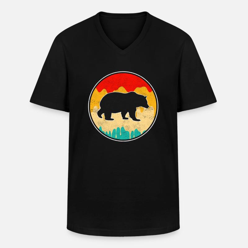 Bär Retro - Männer-T-Shirt mit V-Ausschnitt - Schwarz