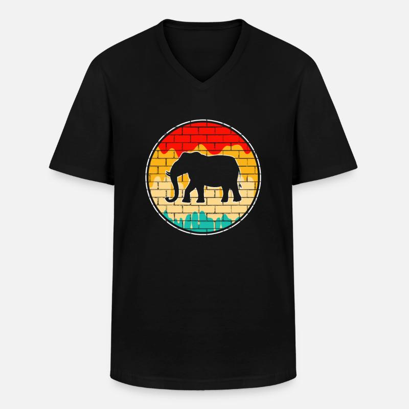 Elefant Retro - Männer-T-Shirt mit V-Ausschnitt - Schwarz