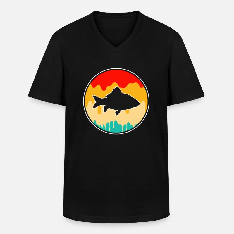 Fisch Retro - Männer-T-Shirt mit V-Ausschnitt - Schwarz