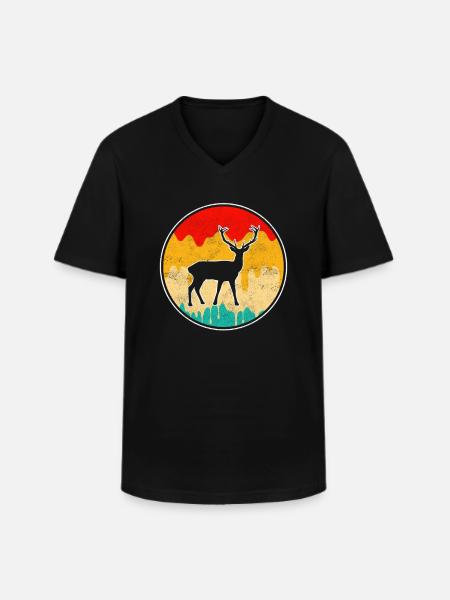 Deer Retro - Men's V-Neck T-Shirt - black