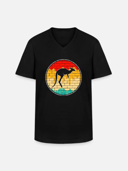Kangourou Rétro - T-shirt col V Homme - noir