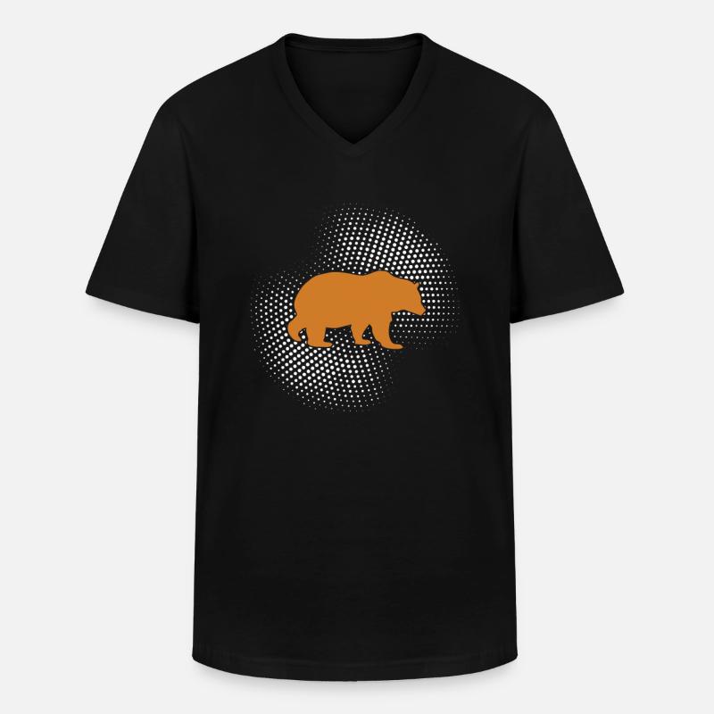 Ours - T-shirt col V Homme - noir