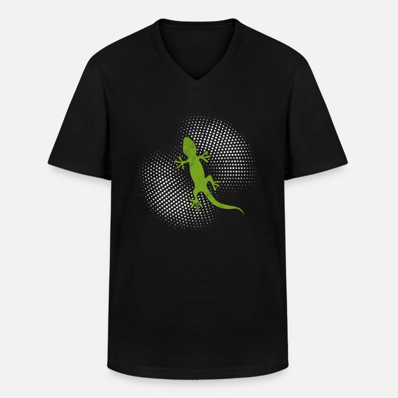 Eidechse - Männer-T-Shirt mit V-Ausschnitt - Schwarz