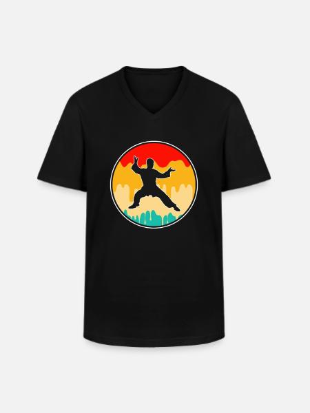 Karaté Rétro - T-shirt col V Homme - noir