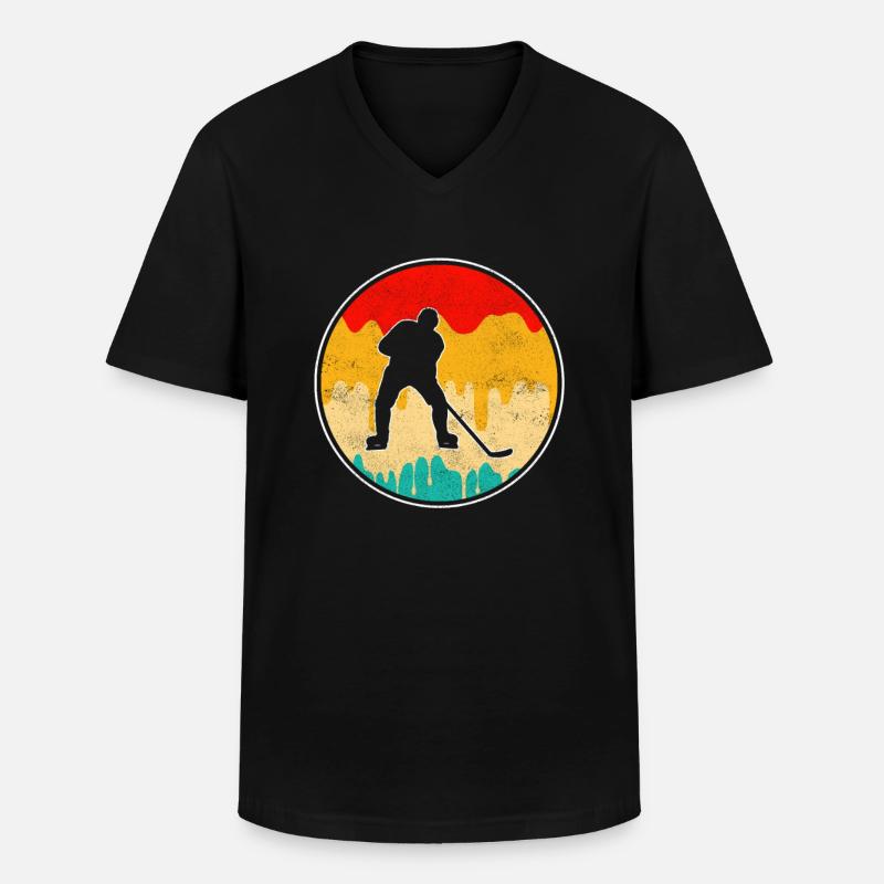 Eishockey Retro - Männer-T-Shirt mit V-Ausschnitt - Schwarz