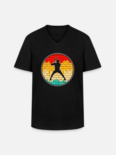 Baseball Retro Logo - Men's V-Neck T-Shirt - black