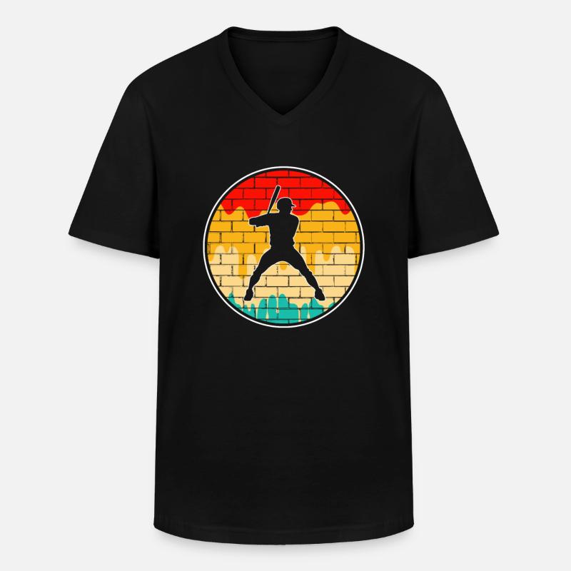Baseball Retro Logo - Männer-T-Shirt mit V-Ausschnitt - Schwarz