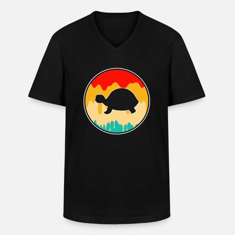 Turtle Retro - Men's V-Neck T-Shirt - black