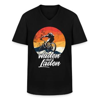Waden statt Laden Fahrrad E-Bike Radtrikot - Männer-T-Shirt mit V-Ausschnitt - Schwarz - Vorne - AI Model Male 178 dark (178cm)