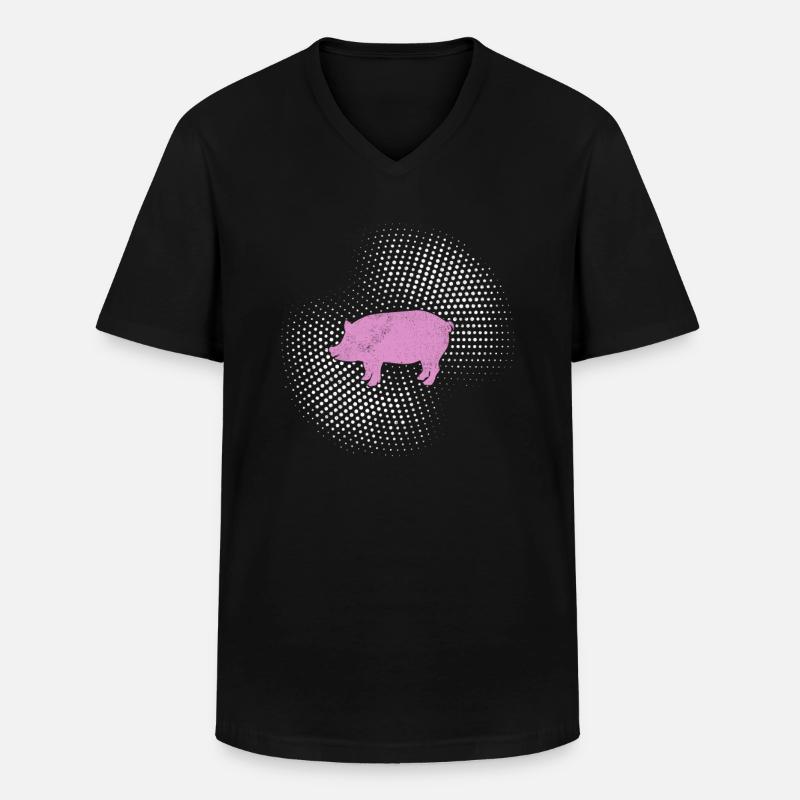 Schwein - Männer-T-Shirt mit V-Ausschnitt - Schwarz