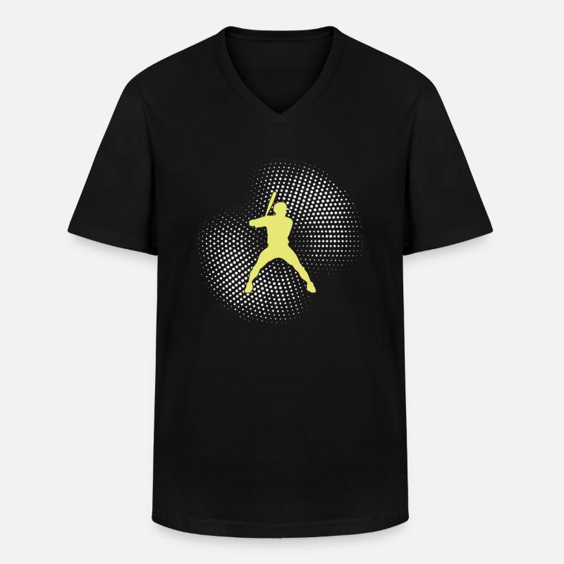 Baseball - Männer-T-Shirt mit V-Ausschnitt - Schwarz