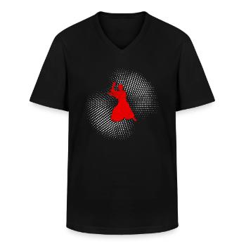 Aikido - Men's V-Neck T-Shirt - black - Front - AI Model Male 178 dark (178cm)