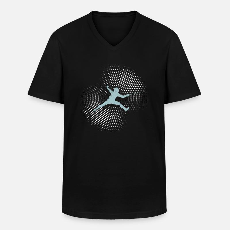 Fechten - Männer-T-Shirt mit V-Ausschnitt - Schwarz