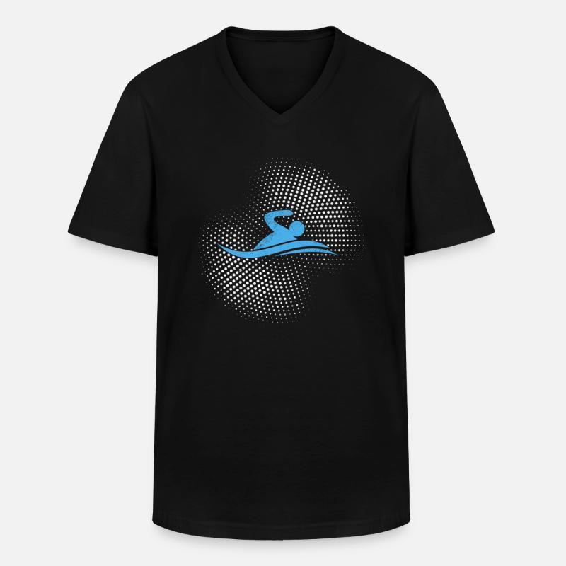 Schwimmen - Männer-T-Shirt mit V-Ausschnitt - Schwarz
