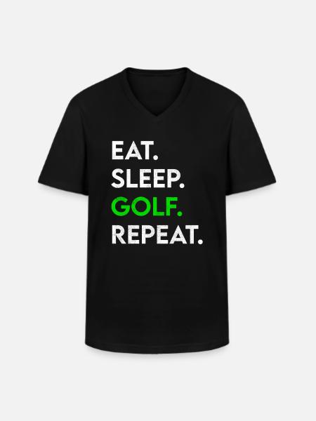 manger dormir golf répéter - T-shirt col V Homme - noir