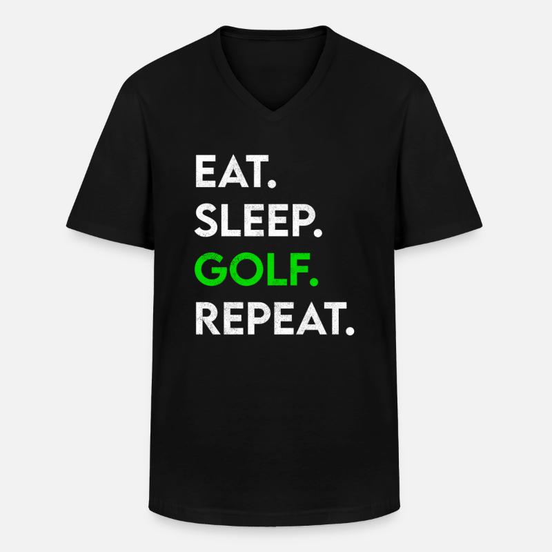 manger dormir golf répéter - T-shirt col V Homme - noir