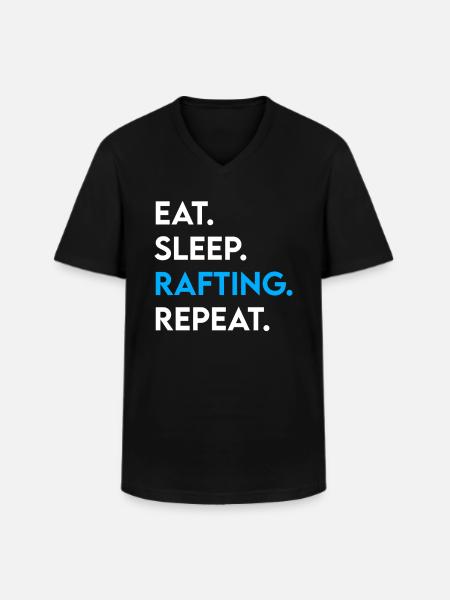 eat sleep rafting repeat - Men's V-Neck T-Shirt - black