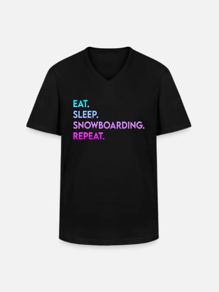 eat sleep snowboarding repeat - Men's V-Neck T-Shirt - black