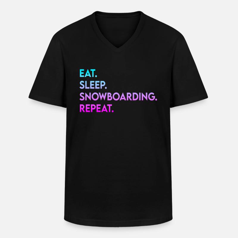 eat sleep snowboarding repeat - Männer-T-Shirt mit V-Ausschnitt - Schwarz