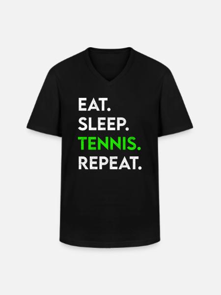 eat sleep tennis repeat - Men's V-Neck T-Shirt - black