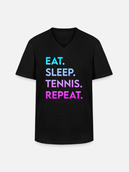 manger du sommeil tennis répéter - T-shirt col V Homme - noir