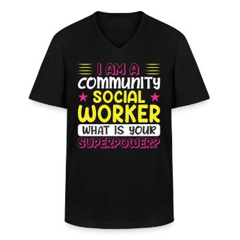 I Am A Community Social Worker - Men's V-Neck T-Shirt - black - Front - AI Model Male 178 dark (178cm)